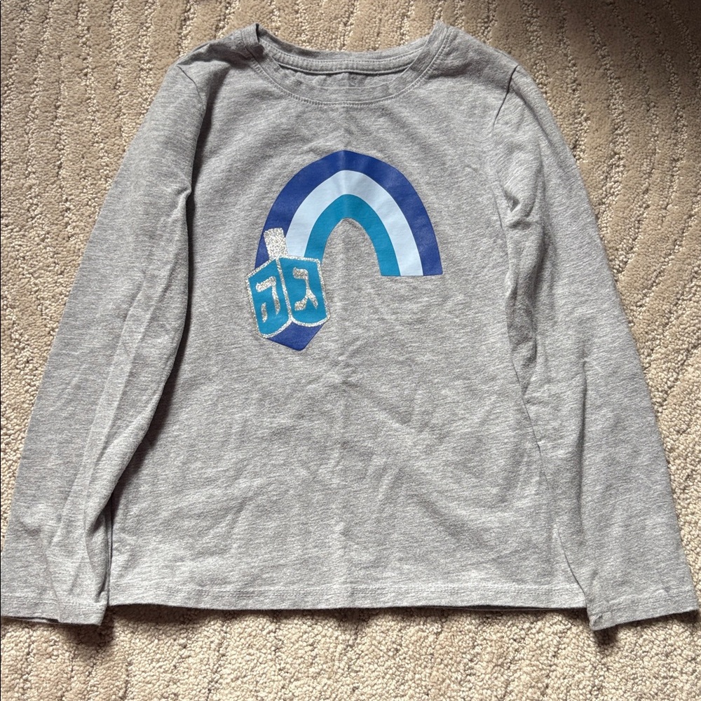 Cat & Jack Hanukkah Rainbow Dreidel Shirt XS 4 5